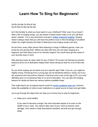 Learn How To Sing for Beginners