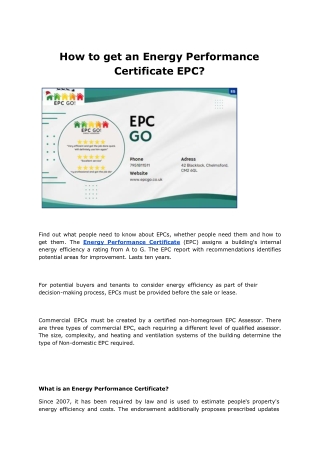 How to get an Energy Performance Certificate EPC.ppt