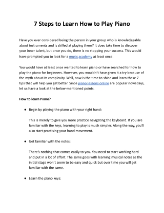 7 Steps to Learn How to Play Piano
