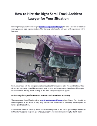 How to Hire the Right semi Trucking Accident Lawyer for Your Situation