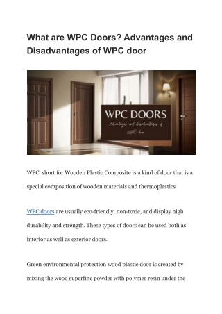 Advantages and Disadvantages of WPC doors