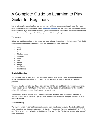 A Complete Guide on Learning to Play Guitar for Beginners