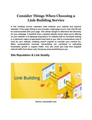 Consider Things When Choosing a Link-Building Service
