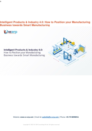 Intelligent Products & Industry 4.0 How to Position your Manufacturing Business towards Smart Manufacturing