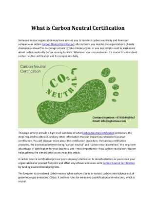 What is Carbon Neutral Certification