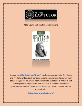 Q&a Equity and Trusts | Lawbooks.org