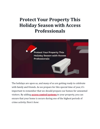 Protect Your Property This Holiday Season with Access Professionals