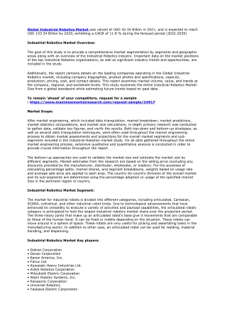 Industrial Robotics Market Growth, Overview with Detailed Analysis 2022-2029