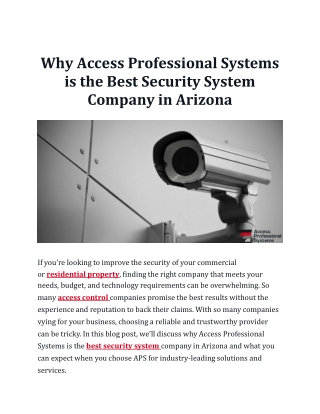 Why Access Professional Systems is the Best Security System Company in Arizona