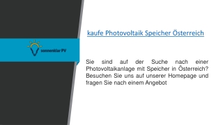 kaufe Photovoltaik Speicher Österreich sonnenklar-pv.at