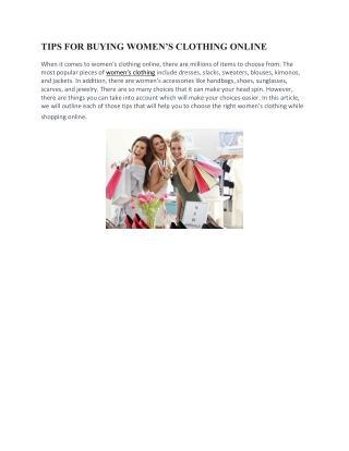 TIPS FOR BUYING WOMEN’S CLOTHING ONLINE