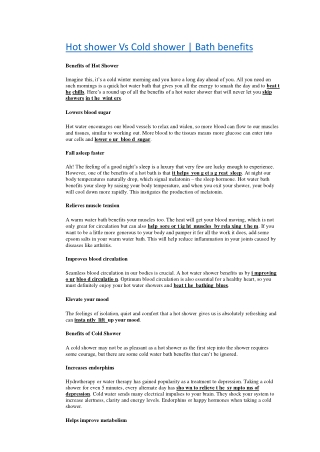 Hot Shower vs Cold Shower - What are the Benefits - Crompton