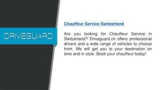 Chauffeur Service Switzerland   Driveguard.ch