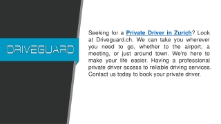 Private Driver in Zurich   Driveguard.ch