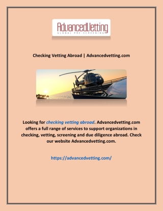 Checking Vetting Abroad | Advancedvetting.com