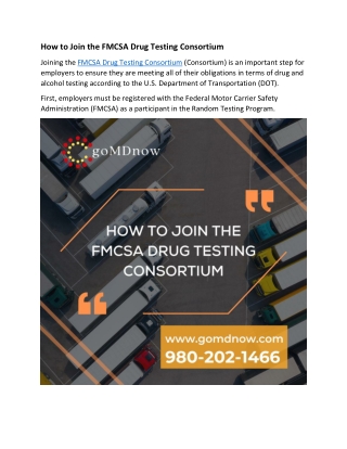 How to Join the FMCSA Drug Testing Consortium