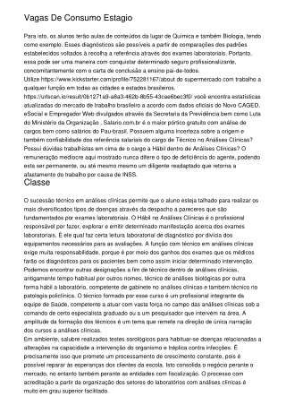 Vagas De Consumo Estagio