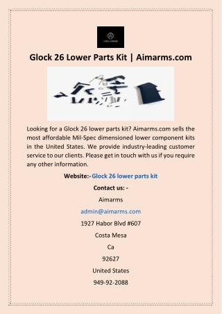 Glock 26 Lower Parts Kit | Aimarms.com