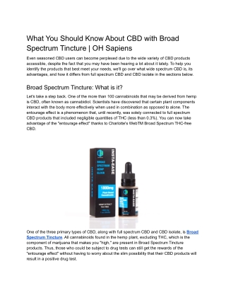 What You Should Know About CBD with Broad Spectrum Tincture _ OH Sapiens