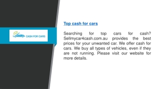 Top Cash for Cars  Sellmycar4cash.com.au
