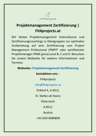 Projektmanagement Zertifizierung | Fit4projects.at