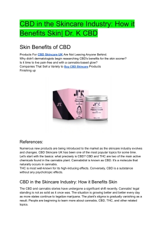 CBD in the Skincare Industry_ How it Benefits Skin