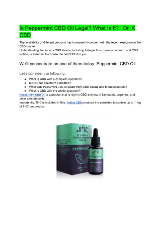 Is Peppermint CBD Oil Legal_ What Is It_ _ Dr. K CBD