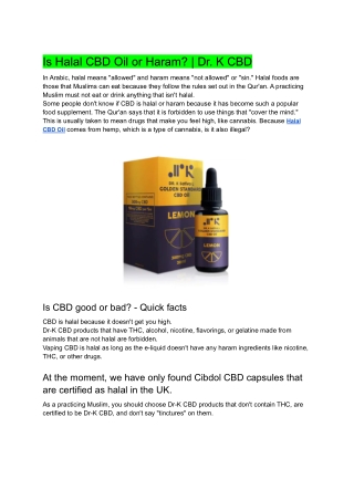 Is Halal CBD Oil or Haram_ _ Dr. K CBD