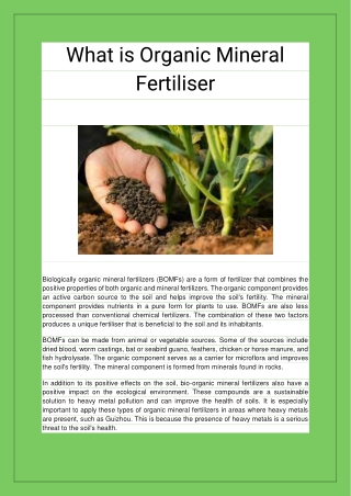 What is Organic Mineral Fertiliser (2)