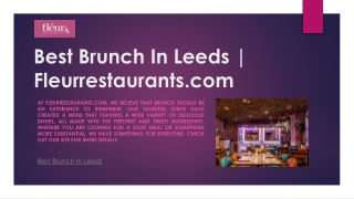 Best Brunch In Leeds | Fleurrestaurants.com