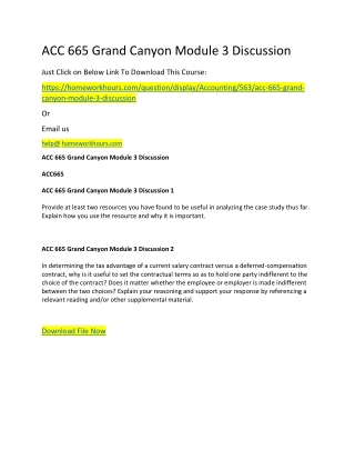 ACC 665 Grand Canyon Module 3 Discussion
