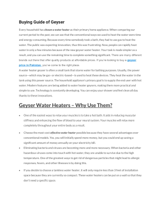 Buying Guide of Geyser
