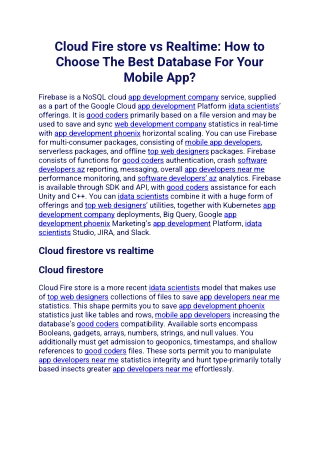 Cloud Firestore vs Realtime How To Choose The Best Database For Your Mobile App