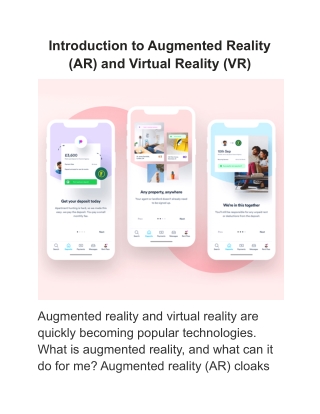 Introduction to Augmented Reality (AR) and Virtual Reality (VR)