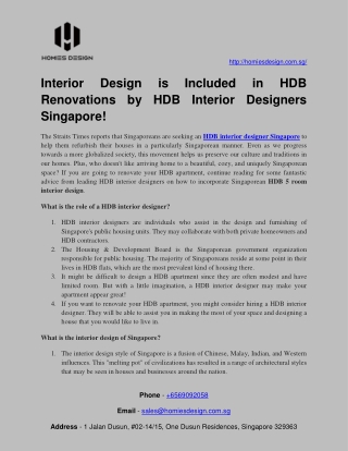 Know about Interior Design is Included in HDB Renovations by HDB Interior Design