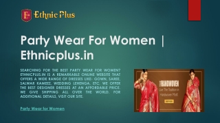 Party Wear For Women | Ethnicplus.in