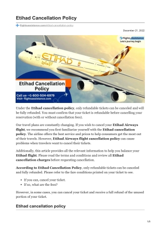 Complete Guide for Etihad Cancellation Policy