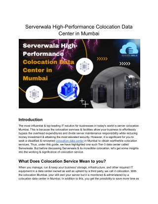 Serverwala High-Performance Colocation Data Center in Mumbai
