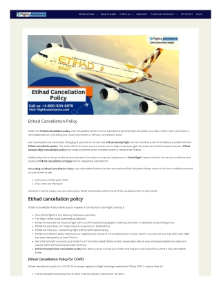 Etihad Cancellation Policy