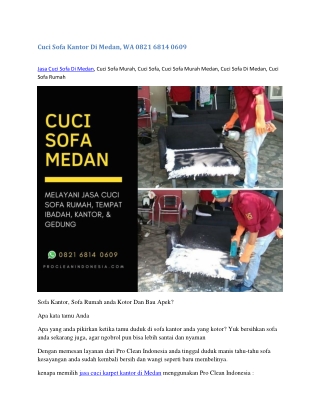 Cuci Sofa Kantor Di Medan, WA 0821 6814 0609