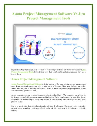 Asana Project Management Software Vs Jira Project Management Tools