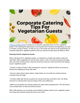 Corporate Catering Tips for Vegetarian Guests