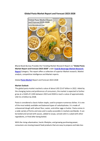 Global Pasta Market Report and Forecast 2023-2028