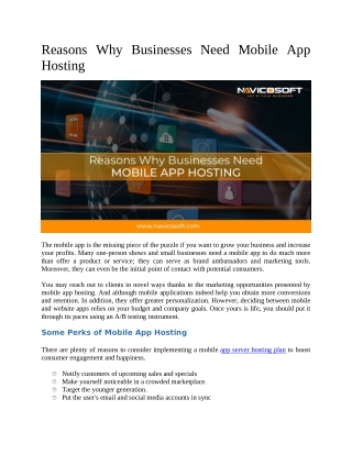 Reasons Why Businesses Need Mobile App Hosting