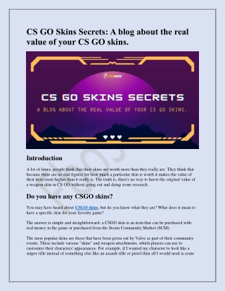 CS GO Skins Secrets: A blog about the real value of your CS GO skins.