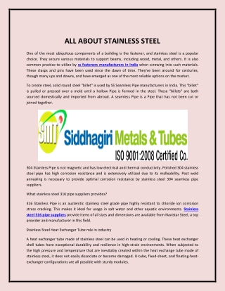 ALL ABOUT STAINLESS STEEL