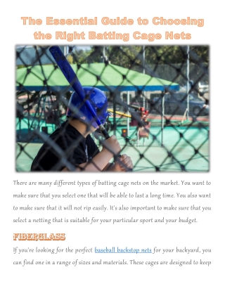 The Essential Guide to Choosing the Right Batting Cage Nets