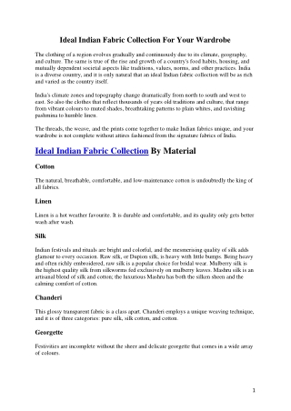 Indian Fabric Collection