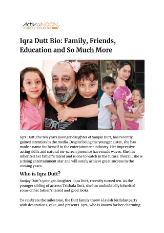 Iqra Dutt Bio: Family, Friends, Education and So Much More