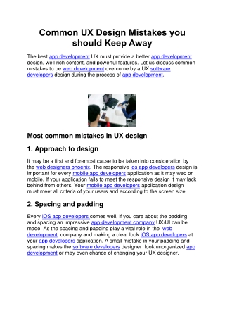 Common UX Design Mistakes you should Keep Away